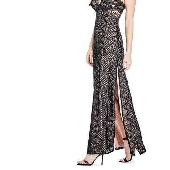 Guess Dresses & Skirts - Black Lace Deep V Gown